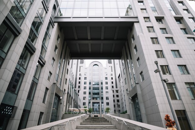 Edificio nuevo y moderno con patio