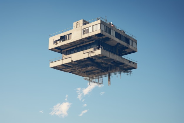 Foto gratuita edificio que desafía las leyes de la física levitando en la atmósfera