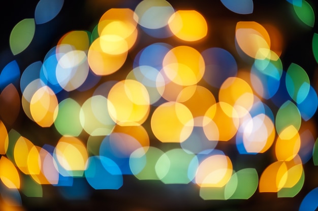 Efecto de luces bokeh Defocused en ciudad de noche