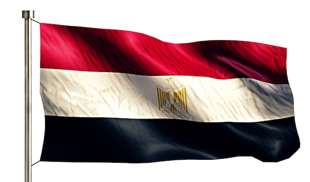Egipto Bandera Nacional Aislado Fondo Blanco 3D