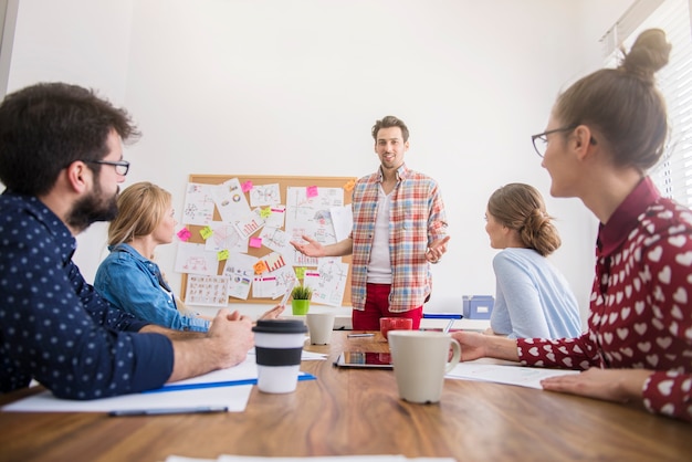 Ejecutivo presentando estrategia de trabajo