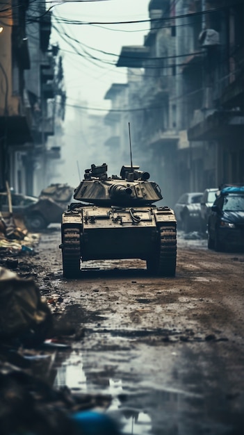 Foto gratuita ejército luchando durante la guerra con tanques