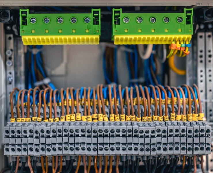 Photo Gratis electrical panel with fuses and contactors closeup