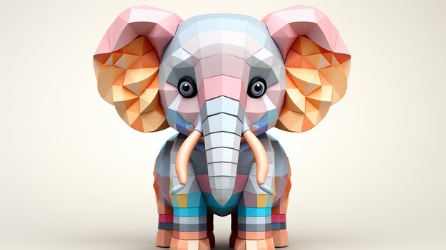 Elefante de diseño mosaico en estudio.