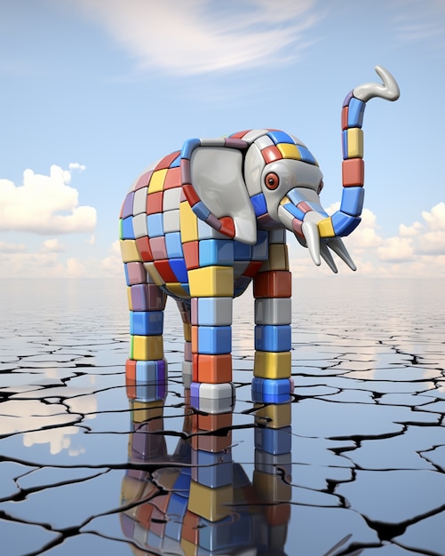 Elefante con diseño de mosaico.