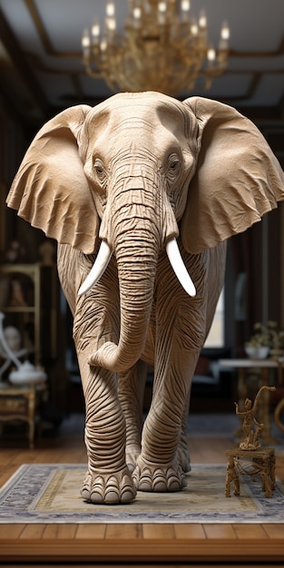 Elefante realista en el interior.