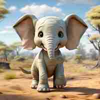 Foto gratuita elefante en la sabana ilustración renderizada en 3d