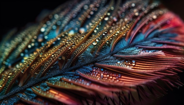 Foto gratuita elegancia abstracta de plumas de pavo real en colores vibrantes generados por ia