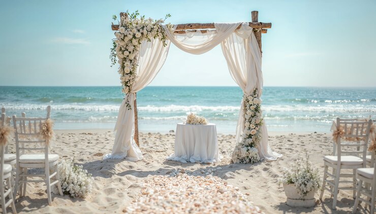 El elegante arreglo de la boda.