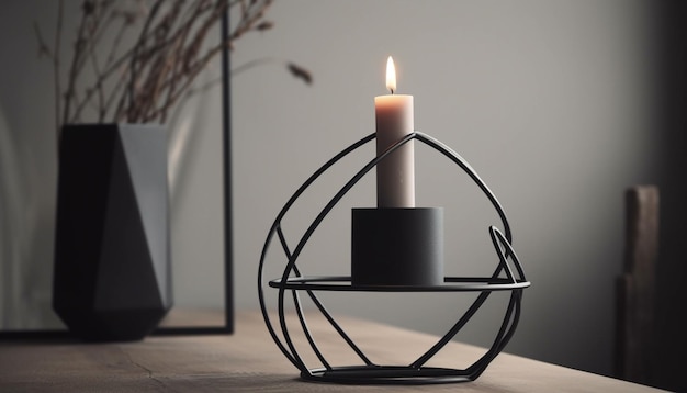 La elegante decoración con velas ilumina la sala de estar moderna con una belleza natural generada por IA