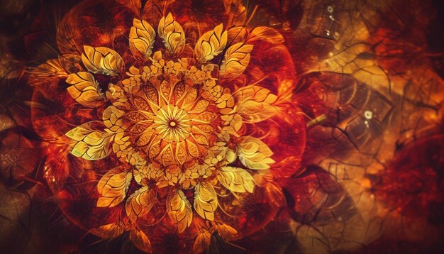 Elegante mandala floral Moderna celebración multicolor generada por IA