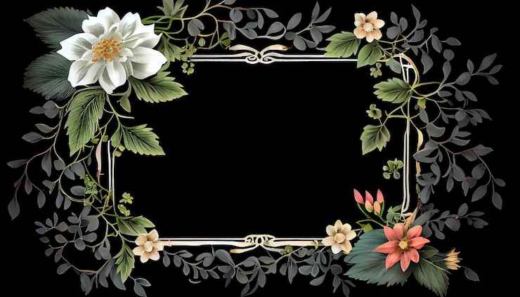 Foto gratuito elegante marco cuadrado con decoración de flores ai generativa.