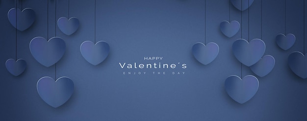 Elegante tarjeta de felicitación de San Valentín sobre un fondo azul.