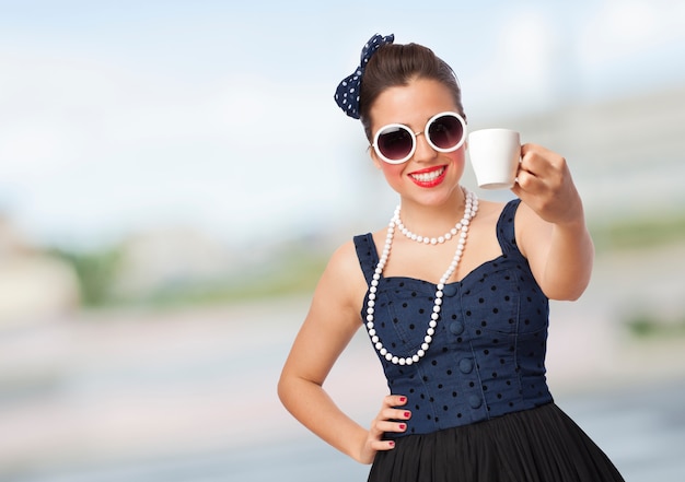 elegante vestido atractivo de la manera gafas de sol