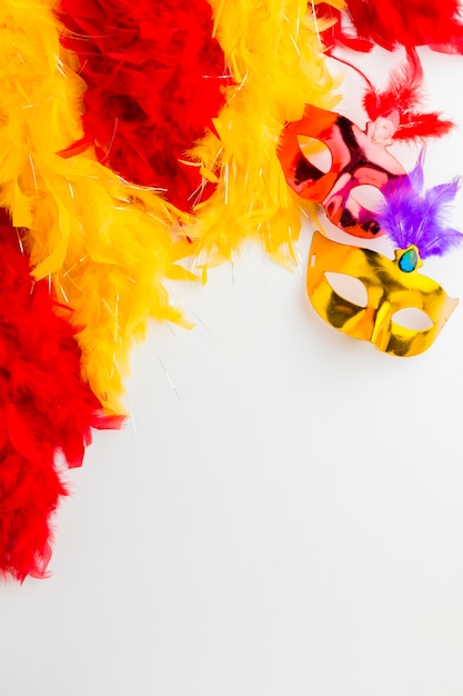 Elegantes máscaras de carnaval con plumas.