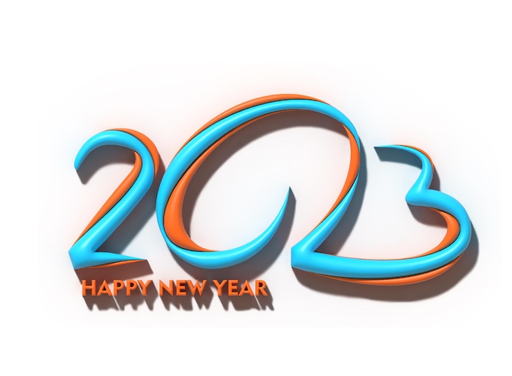 Foto gratuito elemento de diseño de tipografía de texto 3d feliz año nuevo 2023