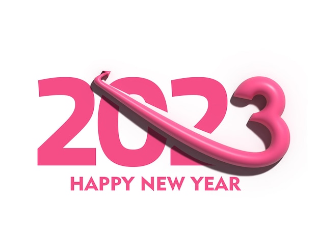Elemento de diseño de tipografía de texto 3D feliz año nuevo 2023