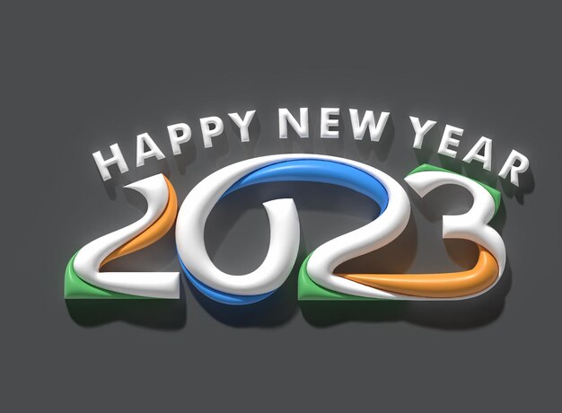Elemento de diseño de tipografía de texto 3D feliz año nuevo 2023