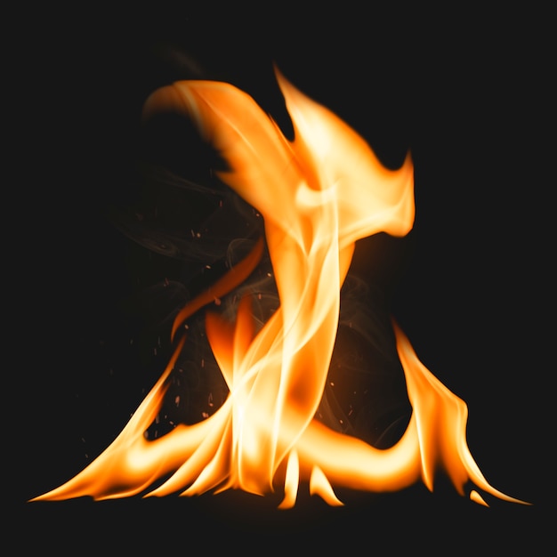 Elemento de llama de fogata, imagen realista de fuego ardiente