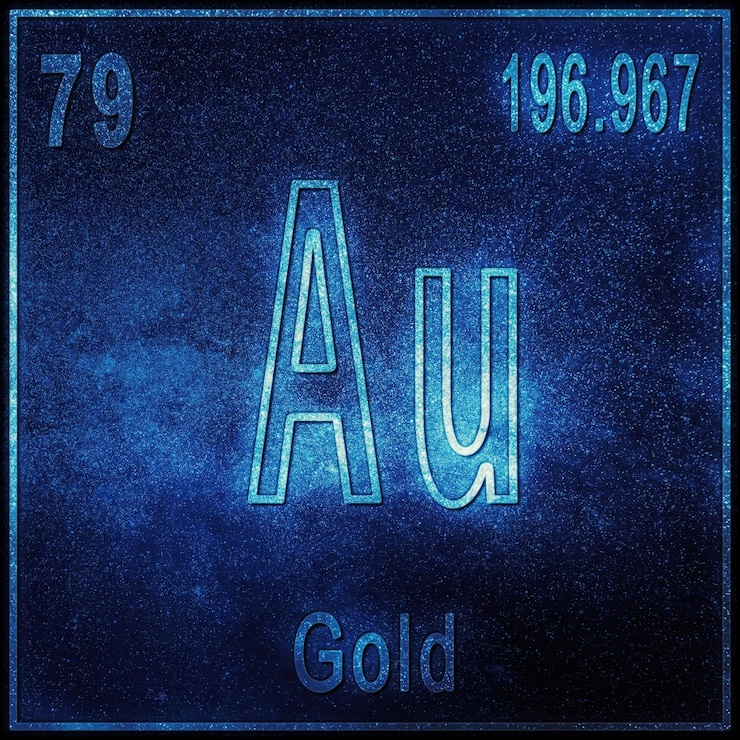 Foto gratuito elemento químico de oro, signo con número atómico y peso atómico, elemento de la tabla periódica