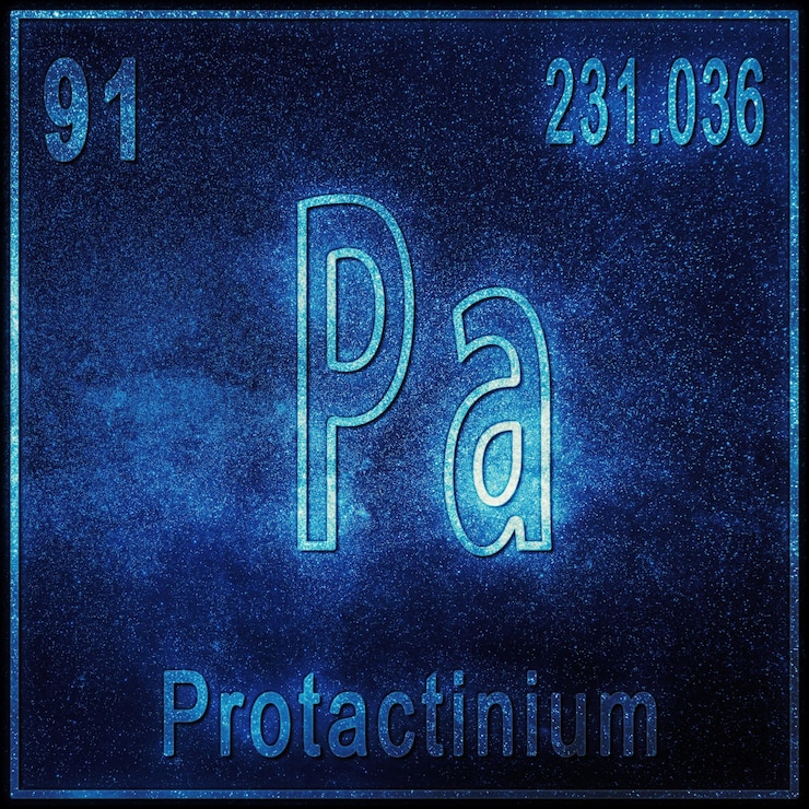 Foto gratuito elemento químico protactinio, signo con número atómico y peso atómico, elemento de tabla periódica