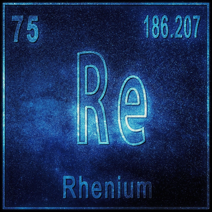 Foto gratuito elemento químico renio, signo con número atómico y peso atómico, elemento de tabla periódica