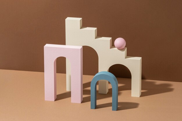 Elementos de diseño renderizados en 3D