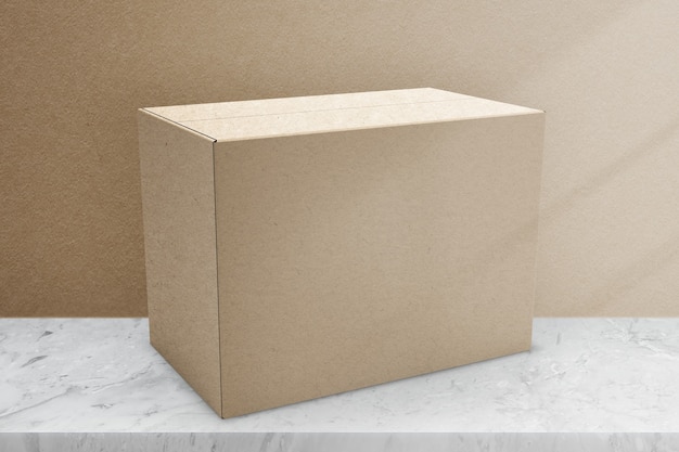 Foto gratuita embalaje de caja de papel beige con espacio de diseño.