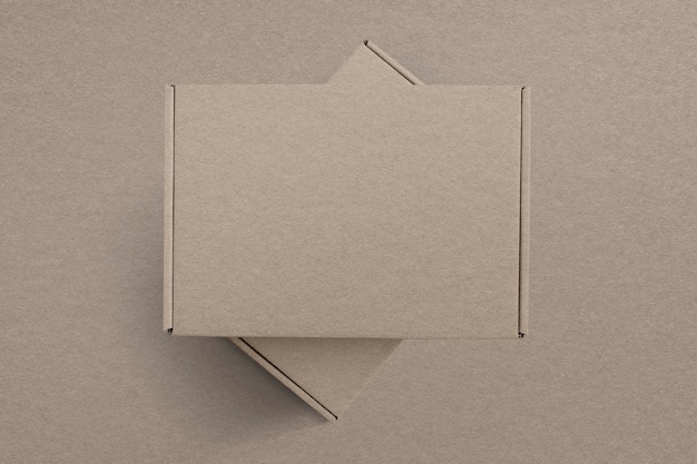 Embalaje de productos de caja marrón de papel kraft con espacio de diseño plano
