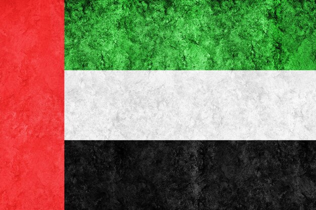 Emiratos Árabes Unidos Bandera metálica, bandera texturizada, bandera grunge