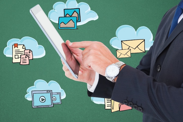 Foto gratuito empresario con una tableta