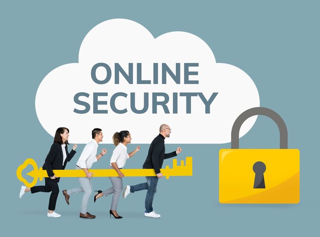 Empresarios centrados en la seguridad online.