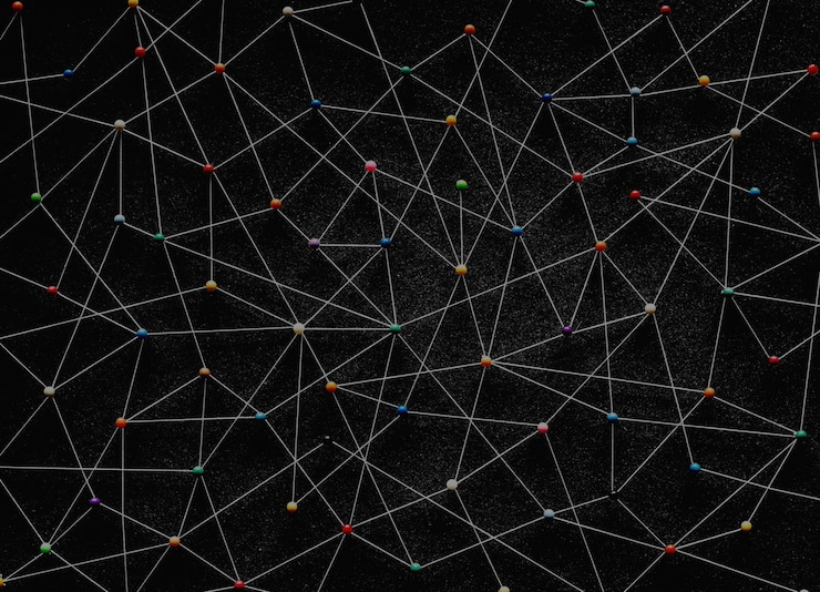 Foto gratuito empuje los pines conectados fondo de red lineal