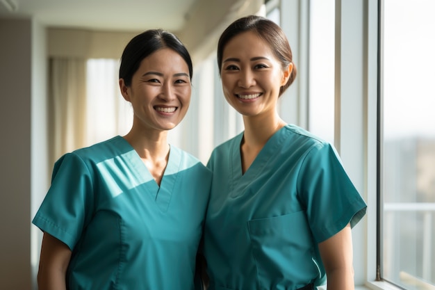 Foto gratuita enfermeras sonriendo juntas en el hospital