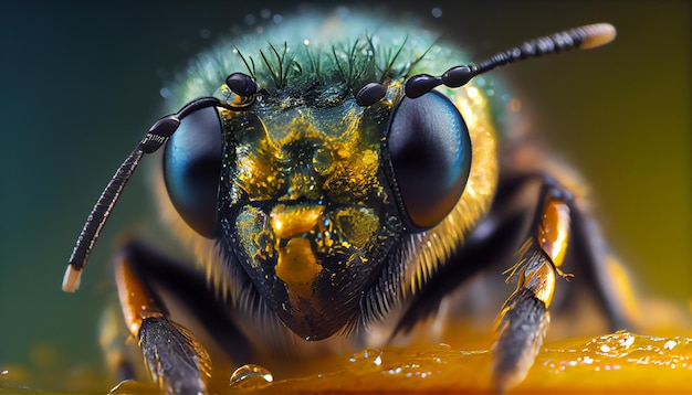 Enfoque nítido de antena de insecto de cabeza de animal pequeño generado por IA