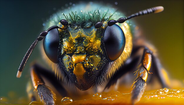 Enfoque nítido de antena de insecto de cabeza de animal pequeño generado por IA