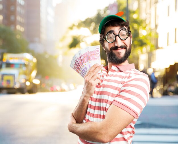 engañar a hombre loco. la expresión feliz