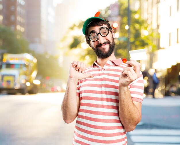 engañar a hombre loco. la expresión feliz