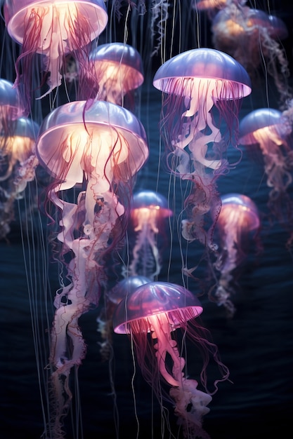 Enjambre de medusas en el océano