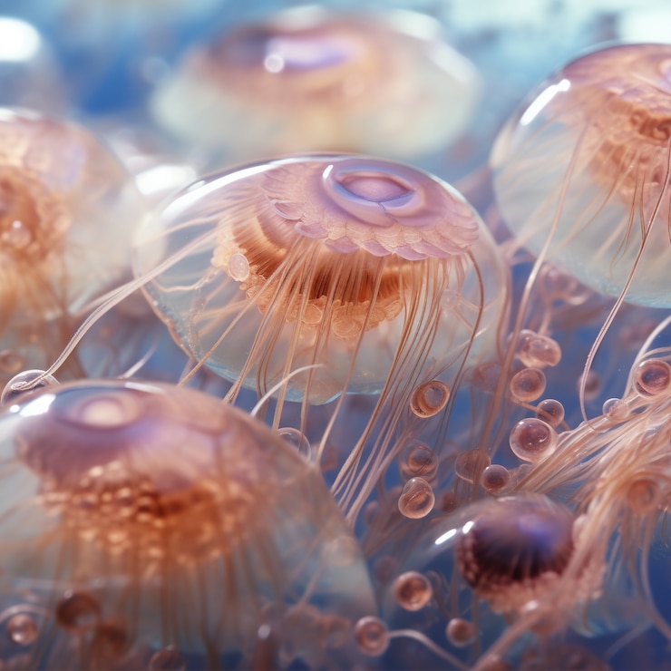 Foto gratuito enjambre de medusas en el océano