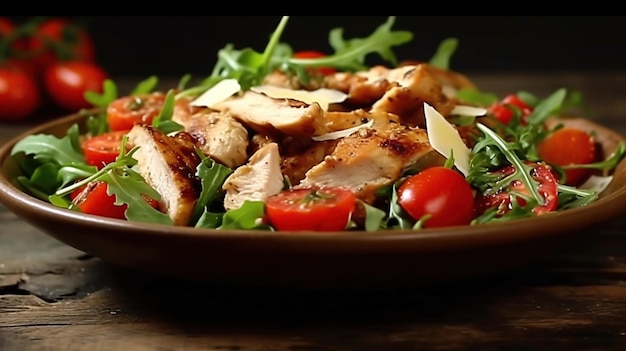 Ensalada fresca con tomates de pollo y verduras mixtas Imagen generada por IA