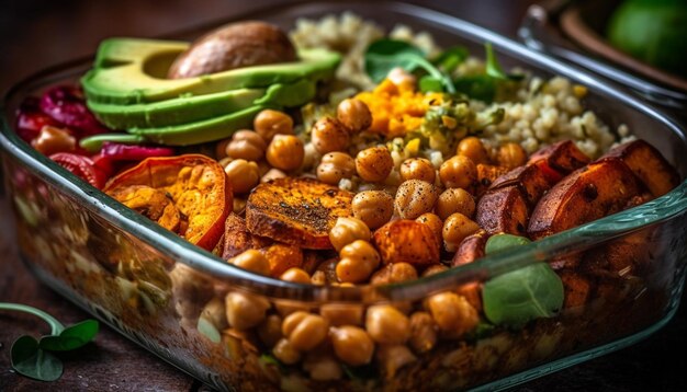 Foto gratuita ensalada gourmet fresca con ternera orgánica a la parrilla generada por ia