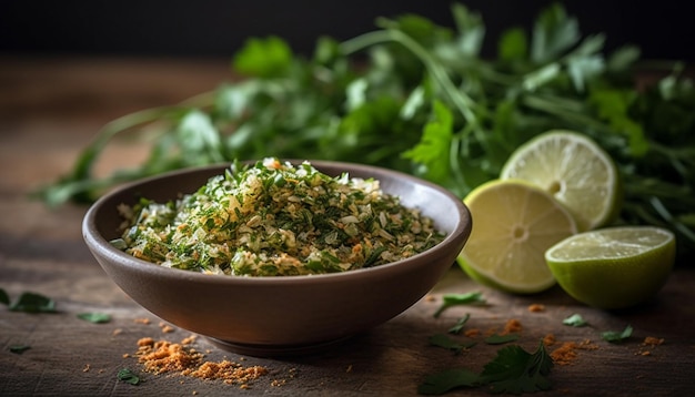 Ensalada orgánica fresca con ingredientes vegetarianos saludables generados por IA