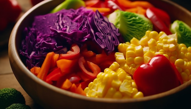 Foto gratuita ensalada de verduras frescas con ingredientes orgánicos generados por ia