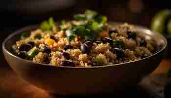 Foto gratuita ensaladera saludable con quinua, verduras y frutas generada por ia