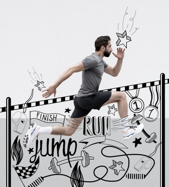 Entrenamiento de hombre en forma de disparo completo