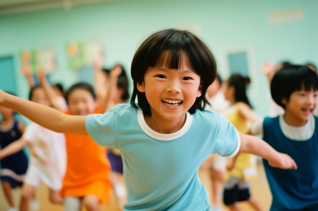 Entrenamiento infantil en gimnasia.