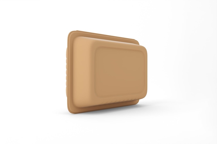 Foto gratuito envase de alimentos rectangular marrón para llevar y entregar