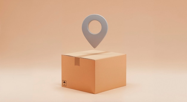 Envase de entrega con pin de ubicación