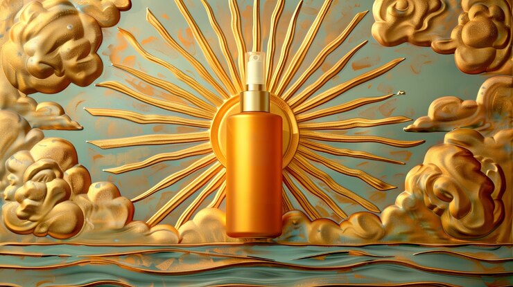 Foto gratuito envase de productos cosméticos con fondo en relieve solar inspirado en el art nouveau